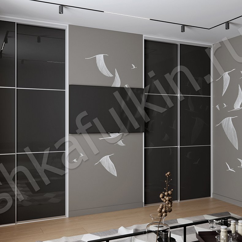 Изображение Шкаф-купе Модус Темные Черный Современный 4х створчатые Гардеробная Для вещей 1