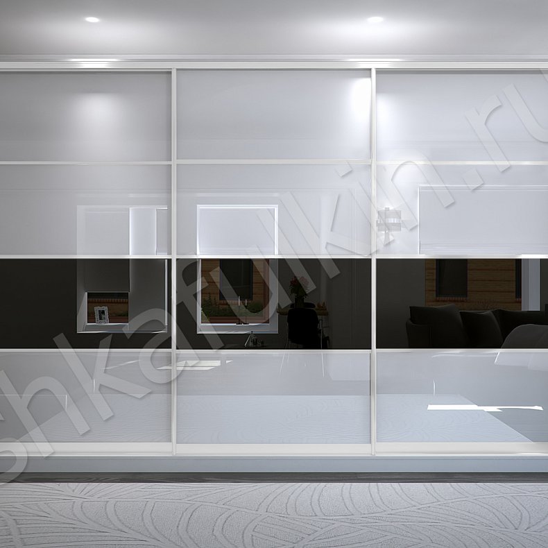 Изображение Корпусный шкаф-купе Дафнис Белый Светлые Хай-тек 3х створчатые Гостиная Для вещей 3