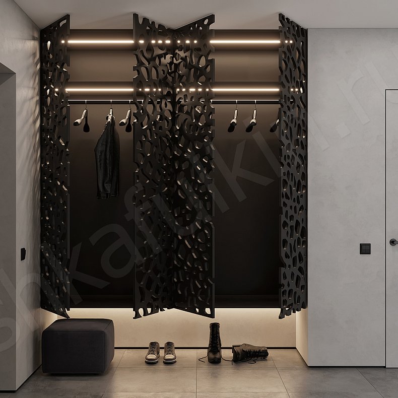 Прихожая Банди Темные Черный Современный 4х створчатые Прихожая Для вещей 4