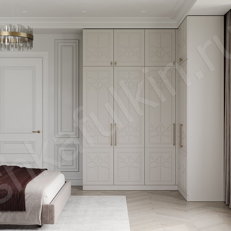 Угловой шкаф Стефани Белый Цветной Светлые Зеленый Неоклассика 5и створчатые Спальня Для вещей 3