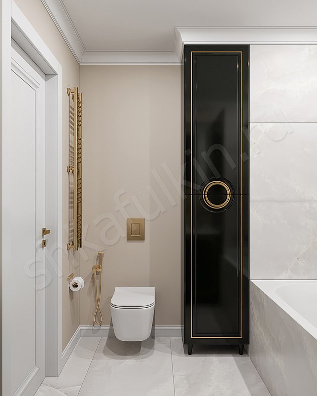 Мебель в ванную Юлианна Темные Золото Черный Неоклассика   Для вещей 1