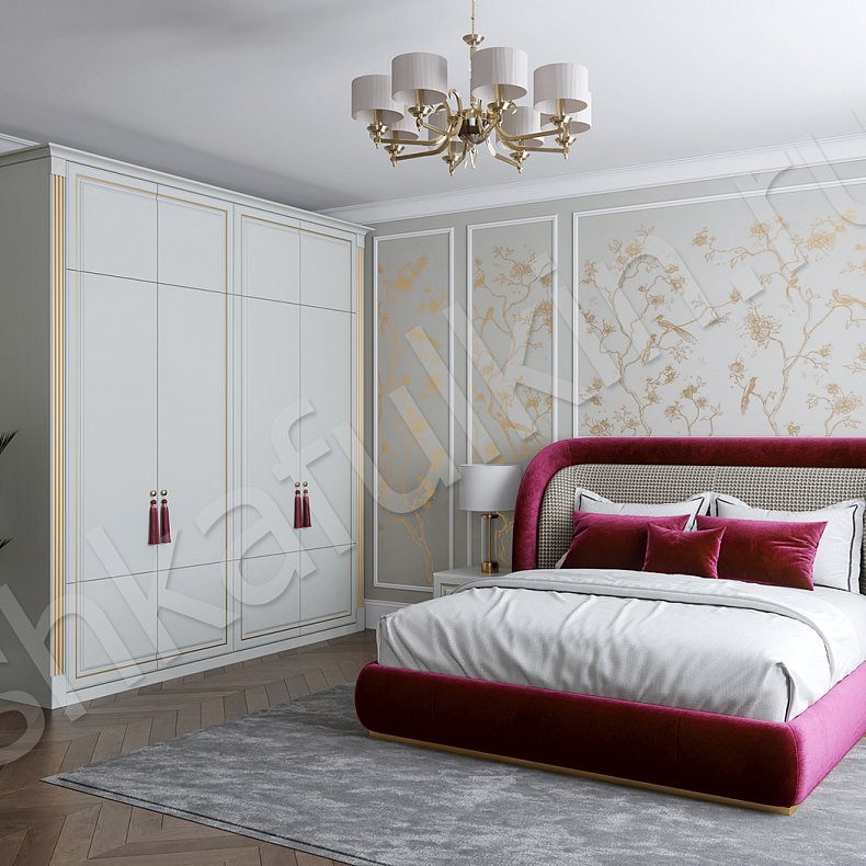 Изображение Гарнитур Бонжур Золото Белый Классика 4х створчатые Спальня Для вещей 1