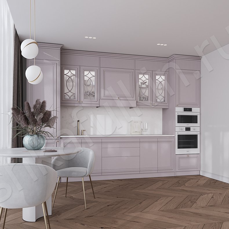 Изображение Кухня Роперро Светлые Розовый Белый Неоклассика Для посуды Для декора 2