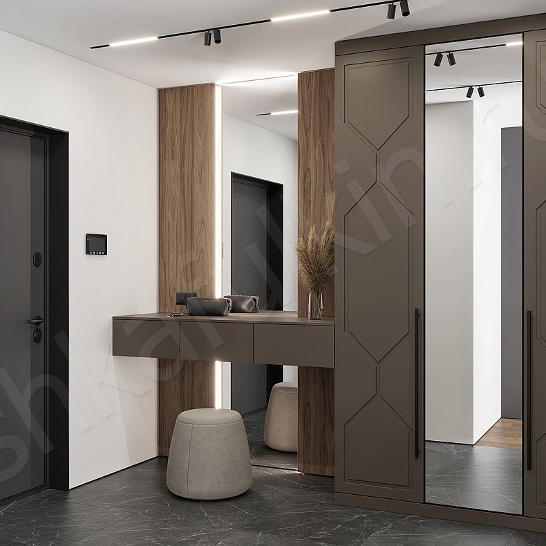 Прихожая Оракул Темные Коричневый Современный 3х створчатые Прихожая Для вещей 1