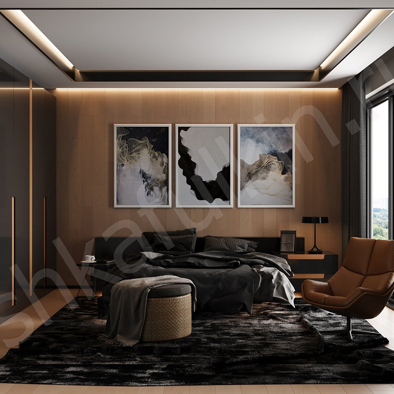 Изображение Шкаф Гольфстрим Темные Черный Современный 6и створчатые Спальня Для вещей 2