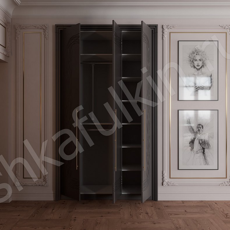 Прихожая Сезанн Черный Темные Неоклассика 3х створчатые Прихожая Для вещей 2