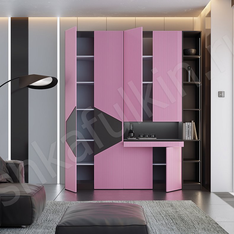 Шкаф Хьюго Цветной Розовый Светлые Современный 4х створчатые Гостиная Для вещей 4