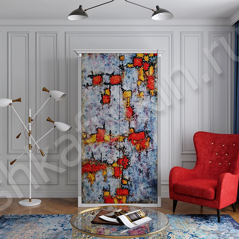 Распашной шкаф Феникс Цветной Белый Красный Синий Светлые Модерн 2х створчатые Гостиная Для белья Для вещей 1