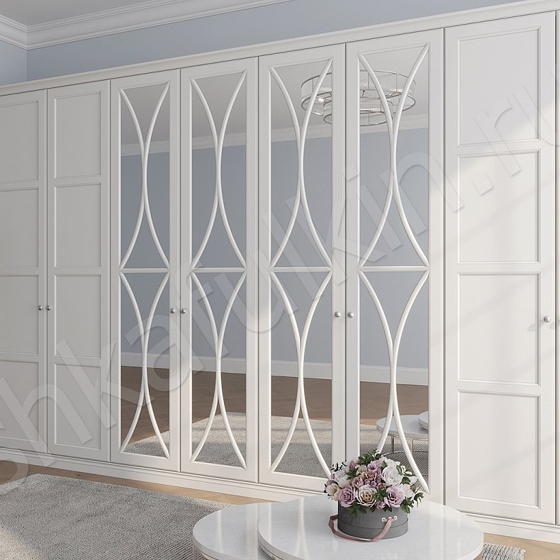 Гарнитур Люсия Черный Светлые Синий Цветной Белый Неоклассика 6и створчатые Спальня Для вещей 5