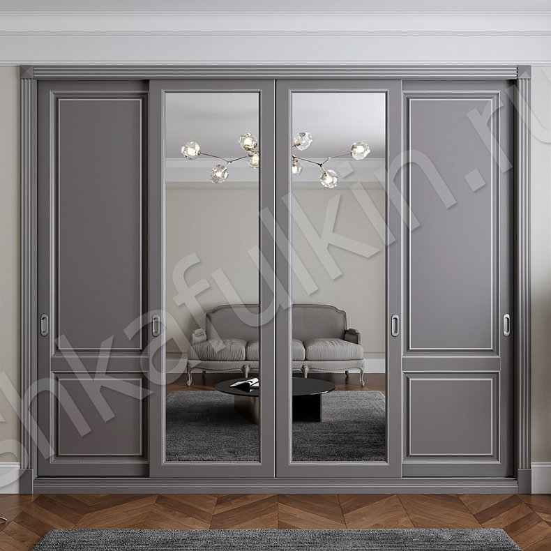 Шкаф-купе Монблан Белый Светлые Серый Классика 4х створчатые Спальня Для вещей 2