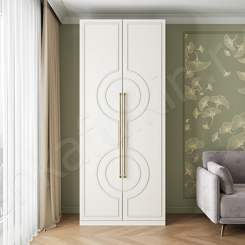 Шкаф Джорджетта Белый Светлые Неоклассика 2х створчатые Гостиная Для белья Для вещей 1