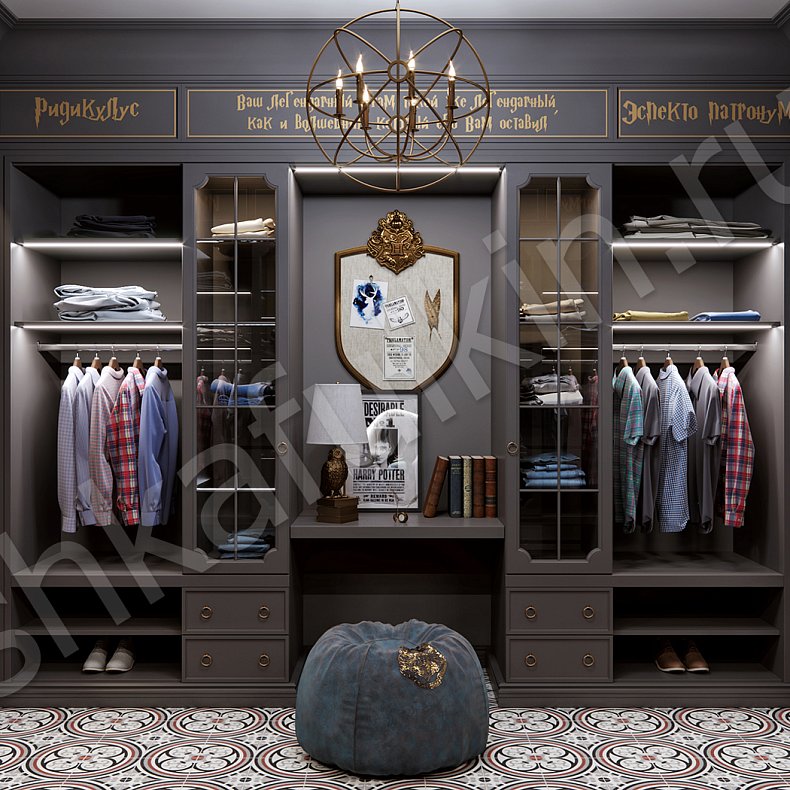 Гардеробная Гарри Поттер Серый Темные Неоклассика  Гардеробная Для вещей Для белья 1