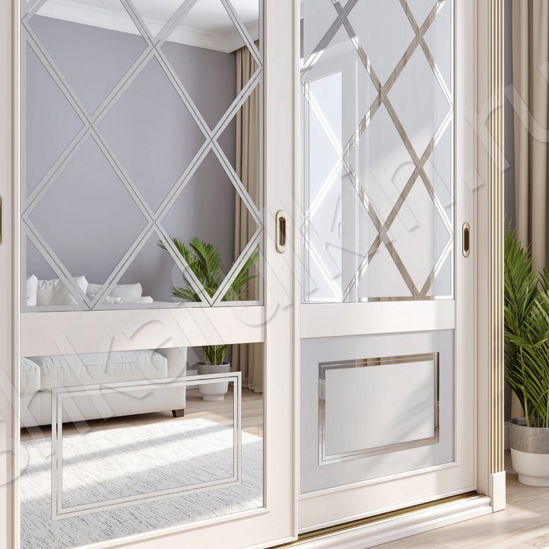 Изображение Шкаф-купе Александрия Светлые Классика 3х створчатые Гостиная Для вещей 2