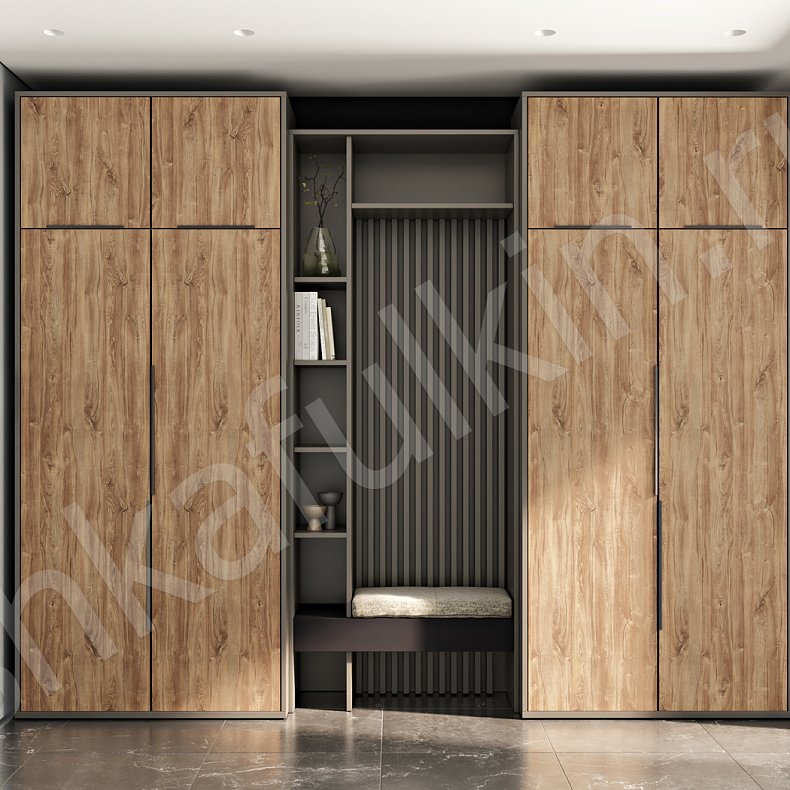 Прихожая Ларри Черный Белый Древесный Коричневый Серый Светлые Темные Минимализм 4х створчатые Прихожая Для вещей