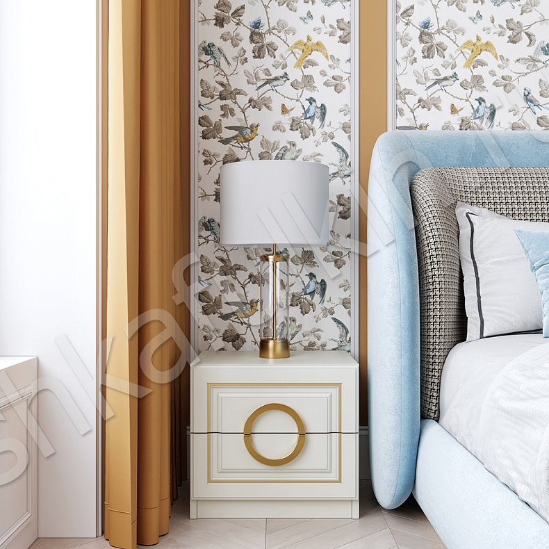 Шкаф с ручками-кругами Юлианна Светлые Золото Белый Классика 4х створчатые Спальня Для вещей 3