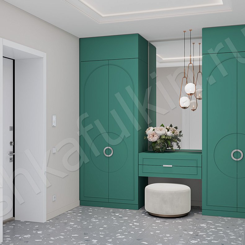 Изображение Прихожая Маура с консолью Белый Цветной Красный Светлые Зеленый Неоклассика 4х створчатые Прихожая Для вещей 8