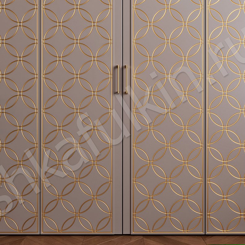 Изображение Встроенный шкаф Жозефина Коричневый Золото Светлые Модерн 6и створчатые Гостиная Для вещей 4