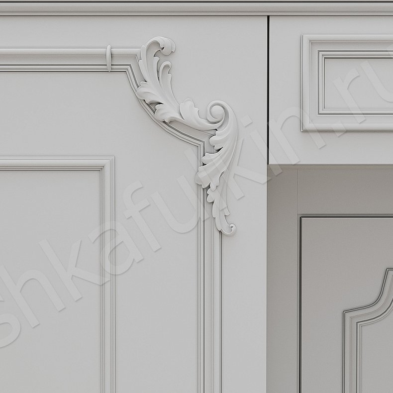 Шкаф Буазери Светлые Белый Классика 3х створчатые Гостиная  5