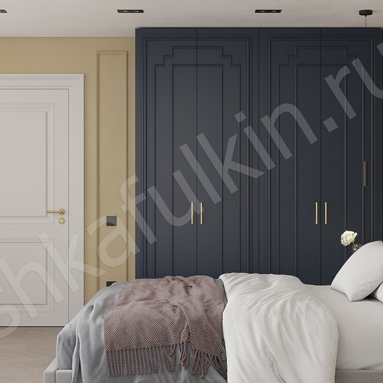 Шкаф Роперо Белый Цветной Синий Неоклассика 4х створчатые Спальня Для вещей 4