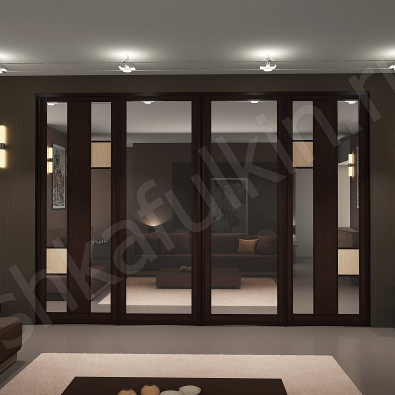Изображение Встроенный шкаф-купе 4 двери Ассимо Темные Венге Черный Современный 4х створчатые Коридор Для вещей 2