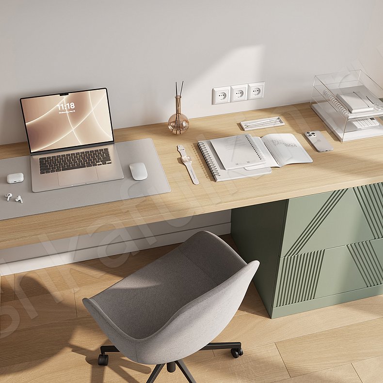 Изображение Гарнитур Клеопатра Светлые Зеленый Современный 2х створчатые Детская Для книг Для декора Для вещей 3