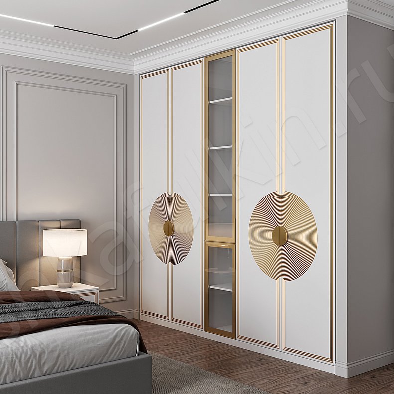 Изображение Гарнитур Ришелье Белый Золото Неоклассика 5и створчатые Спальня Для белья Для вещей 2