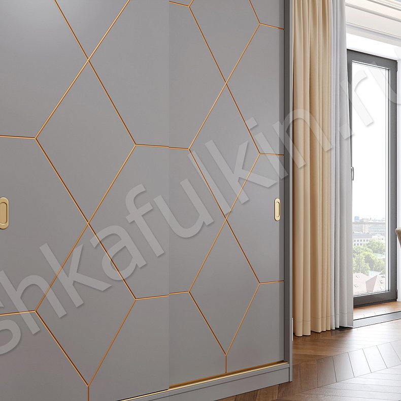 Корпусный шкаф-купе Рональд Золото Классика 2х створчатые Гостиная Для вещей 7