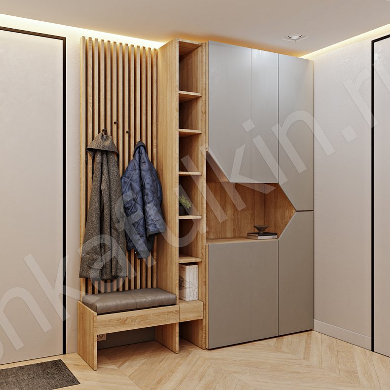 Прихожая Альма Серый Светлые Древесный Скандинавский 2х створчатые Прихожая Для вещей 1