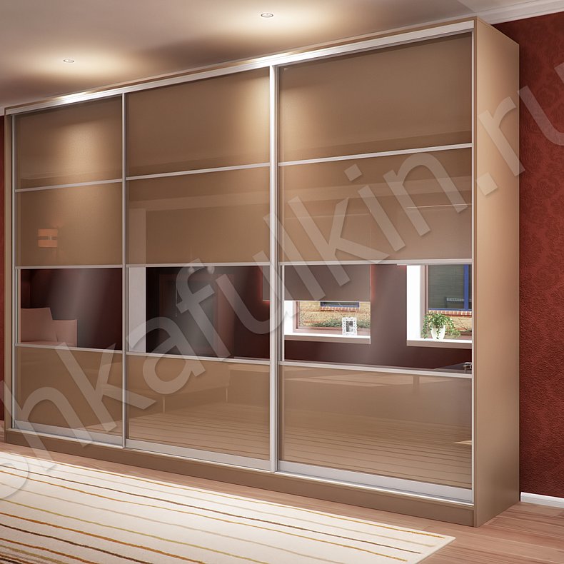 Корпусный шкаф-купе Арне Светлые Коричневый Модерн 3х створчатые Гостиная Для вещей 2