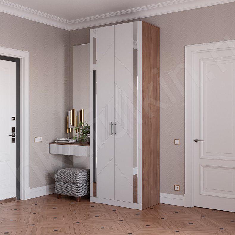 Прихожая Хадсон Белый Светлые Современный 2х створчатые Прихожая Для вещей 1