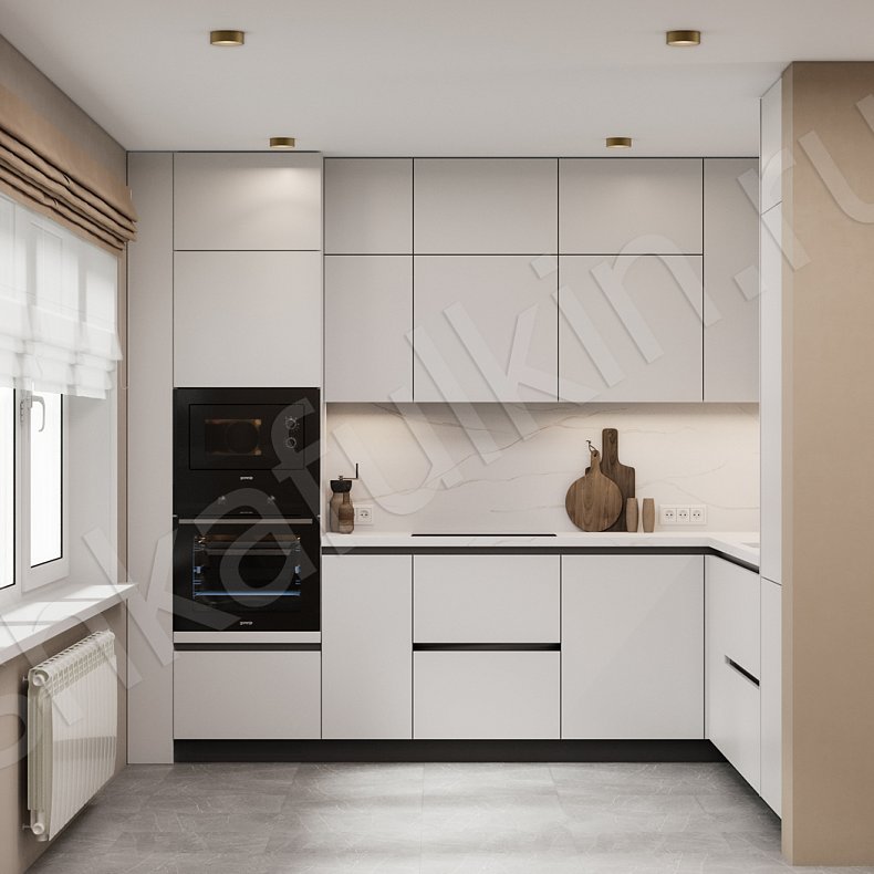 Кухня Кастамону Светлые Белый Минимализм   Для посуды 2