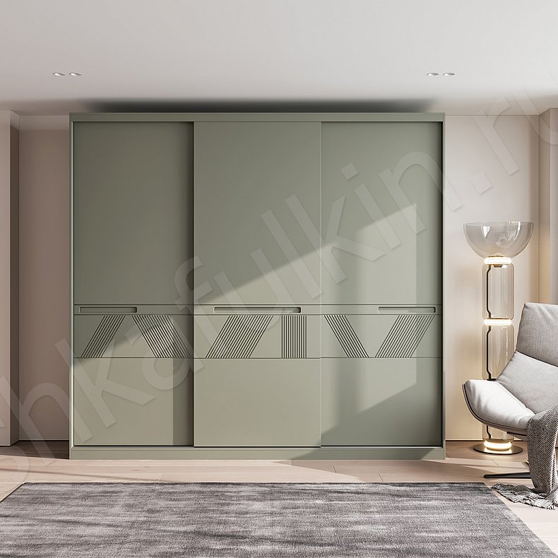 Изображение Шкаф-купе Клеопатра Зеленый Светлые Цветной Современный 3х створчатые Гостиная Для вещей 1