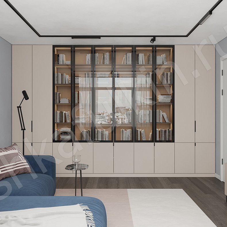 Шкаф с тумбой Арамис Коричневый Древесный Светлые Минимализм  Гостиная Для книг Для декора Для посуды Для вещей 2