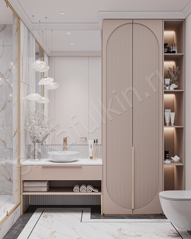 Мебель в ванную Скаволлини Синий Коричневый Светлые Неоклассика   Для вещей 1