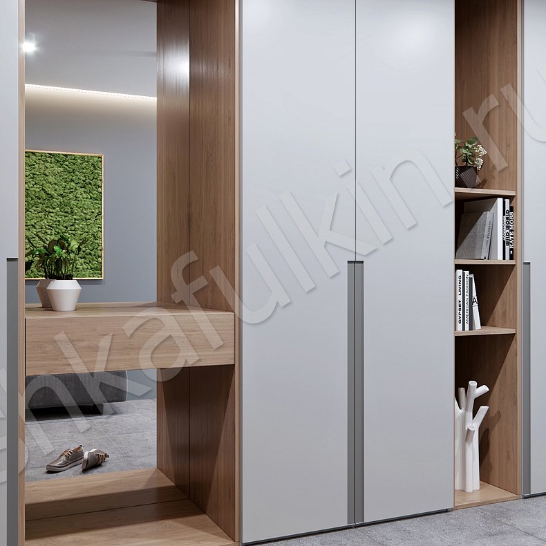 Изображение Прихожая Монти Белый Древесный Светлые Современный 4х створчатые Прихожая Для вещей 2