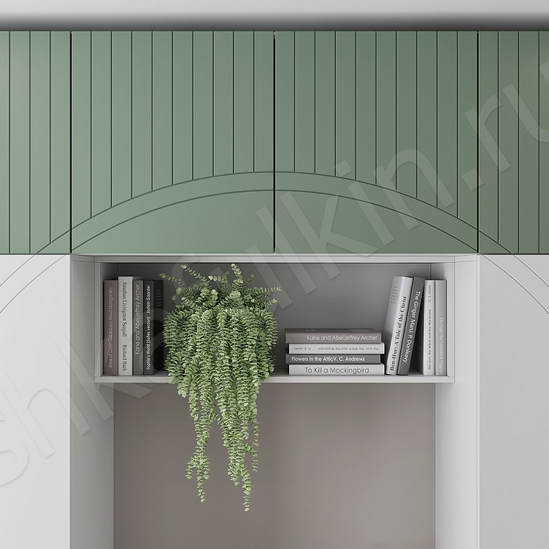 Изображение Гарнитур Эмеральд Белый Современный 2х створчатые Детская Для вещей Для книг 2