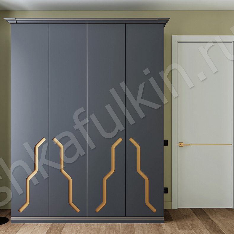 Изображение Корпусный шкаф Консул Цветной Серый Синий Темные Золото Модерн 2х створчатые Гостиная Для вещей 3