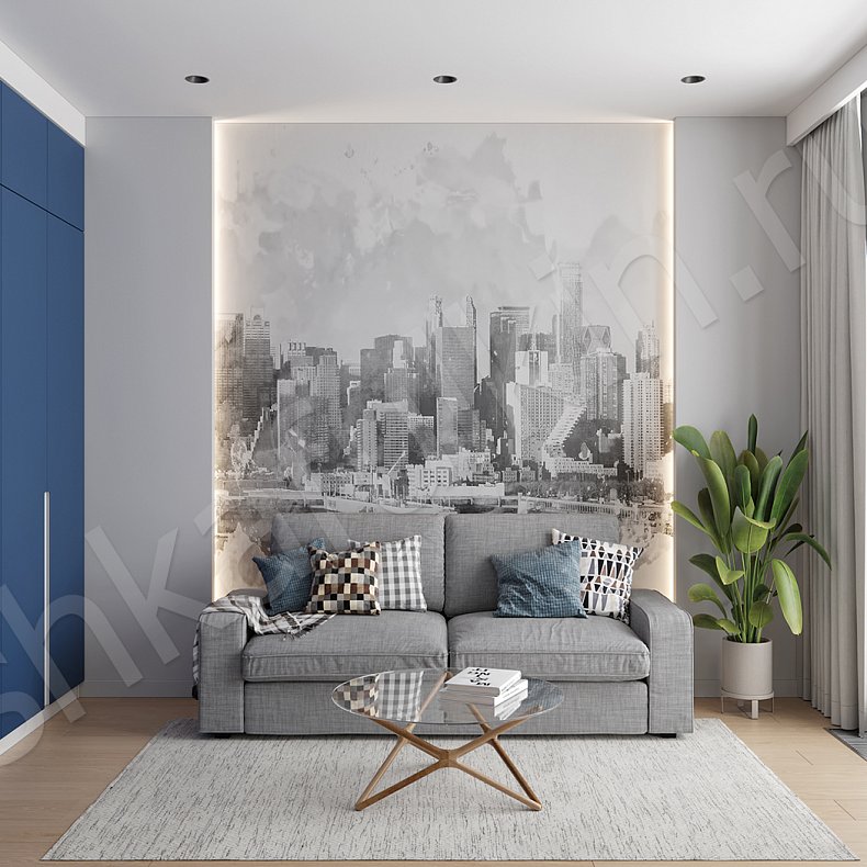 Изображение Распашной шкаф Ламо Белый Цветной Синий Современный 4х створчатые Гостиная Для вещей 5