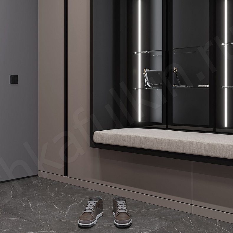 Прихожая Йокогама Серый Темные Черный Лофт 4х створчатые Прихожая Для вещей 2