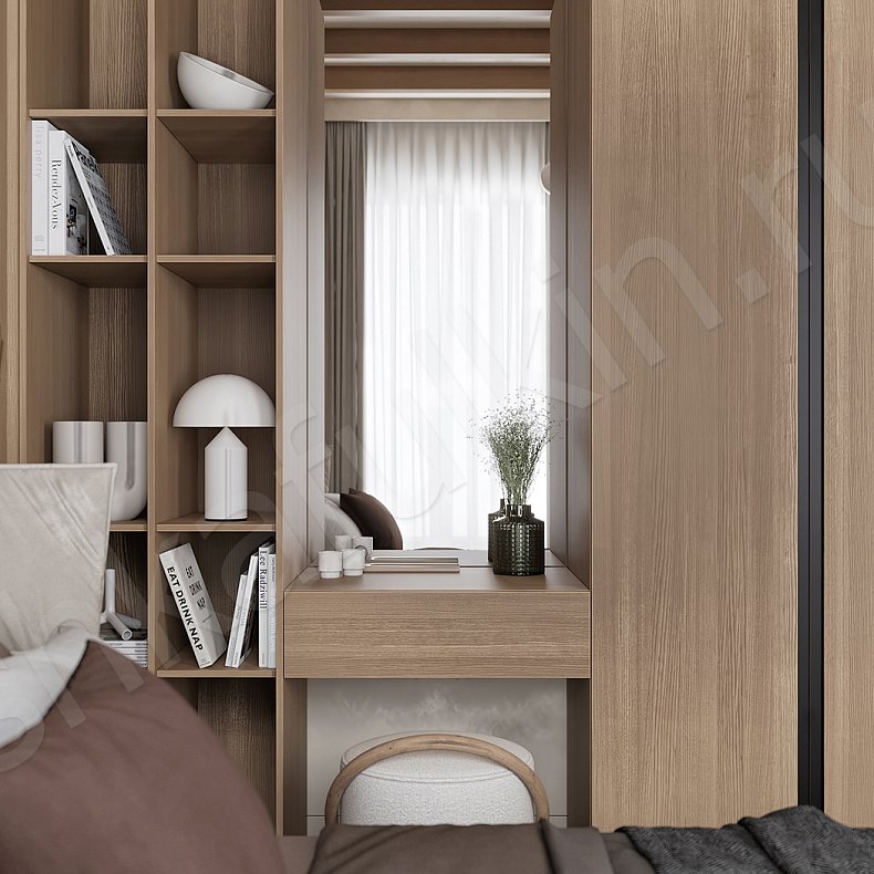 Изображение Гарнитур Джапанди Древесный Современный 3х створчатые Спальня Для декора Для вещей 7