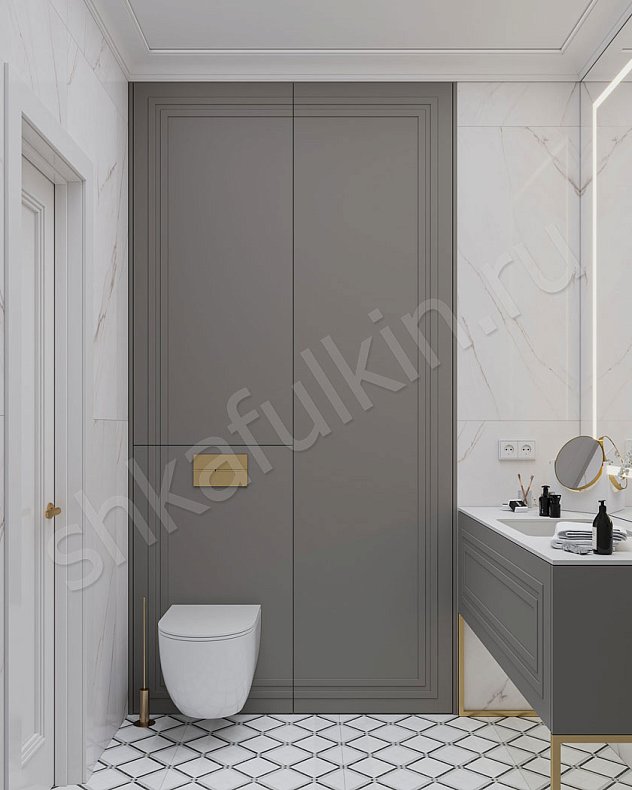 Мебель в совмещённый санузел Галилео Серый Светлые Современный 2х створчатые  Для вещей 3