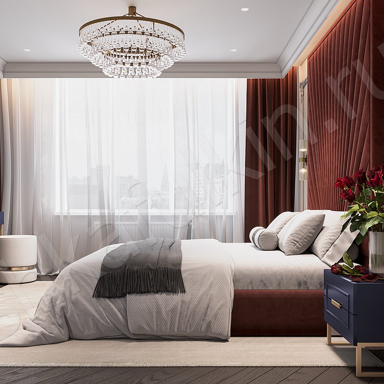 Изображение Гарнитур Маура Цветной Красный Синий Темные Неоклассика 2х створчатые Спальня Для белья Для вещей 11