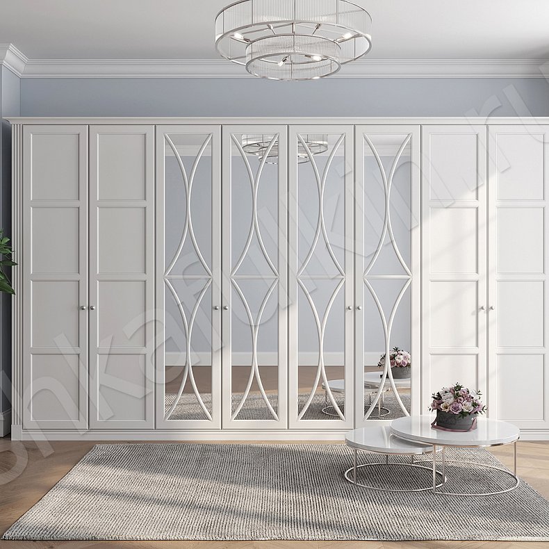 Изображение Шкаф Люсия Белый Цветной Синий Светлые Неоклассика 6и створчатые Гостиная Для белья 1