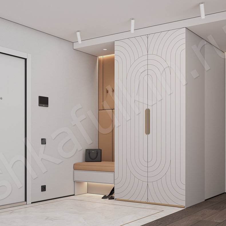 Изображение Прихожая Паттерн Белый Золото Светлые Неоклассика 2х створчатые Прихожая Для вещей 1