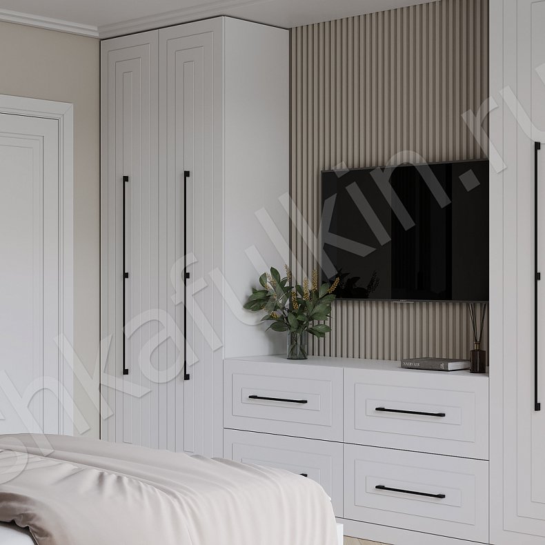 Гарнитур Кассиопея Белый Модерн 4х створчатые Спальня Для вещей Для белья