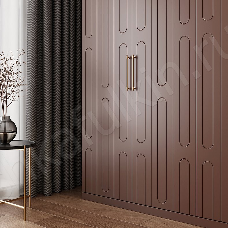 Шкаф 4 двери Шармель Белый Коричневый Светлые Минимализм 4х створчатые Гостиная Для вещей 9