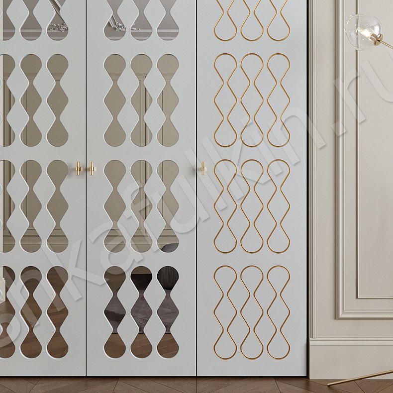 Шкаф Молекула Светлые Белый Современный 6и створчатые Гостиная Для вещей 4