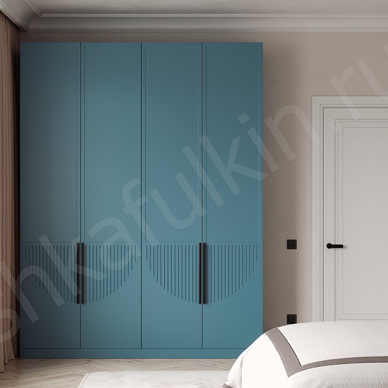 Шкаф Альпина Цветной Синий Темные Зеленый Современный 4х створчатые Спальня Для вещей 1