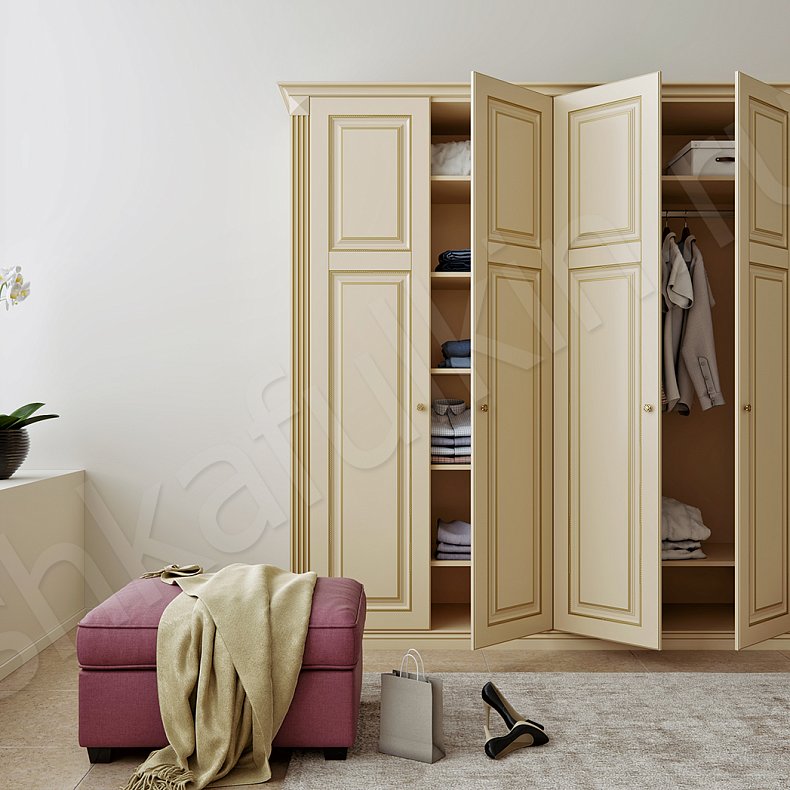 Изображение Корпусный шкаф Флоренция Цветной Коричневый Светлые Темные Классика 4х створчатые Гостиная Для вещей 6