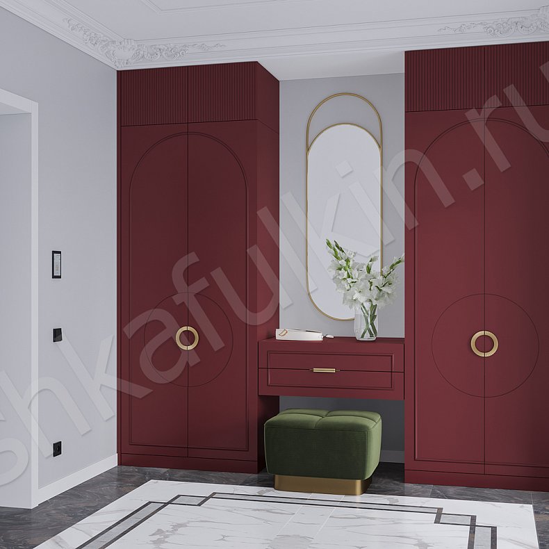 Изображение Прихожая Маура с консолью Белый Цветной Красный Светлые Зеленый Неоклассика 4х створчатые Прихожая Для вещей 6